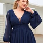 Robe Invitee De Mariage Grande Taille Manche Longue 3