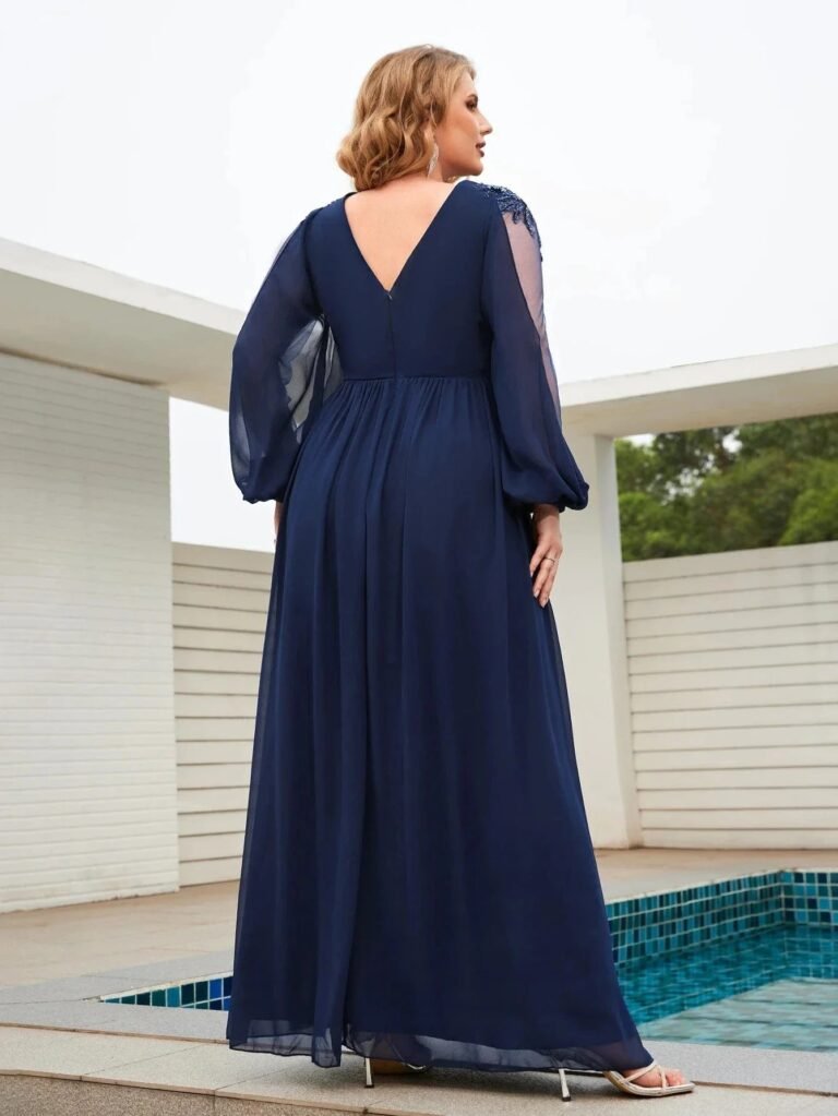 Robe Invitee De Mariage Grande Taille Manche Longue 5