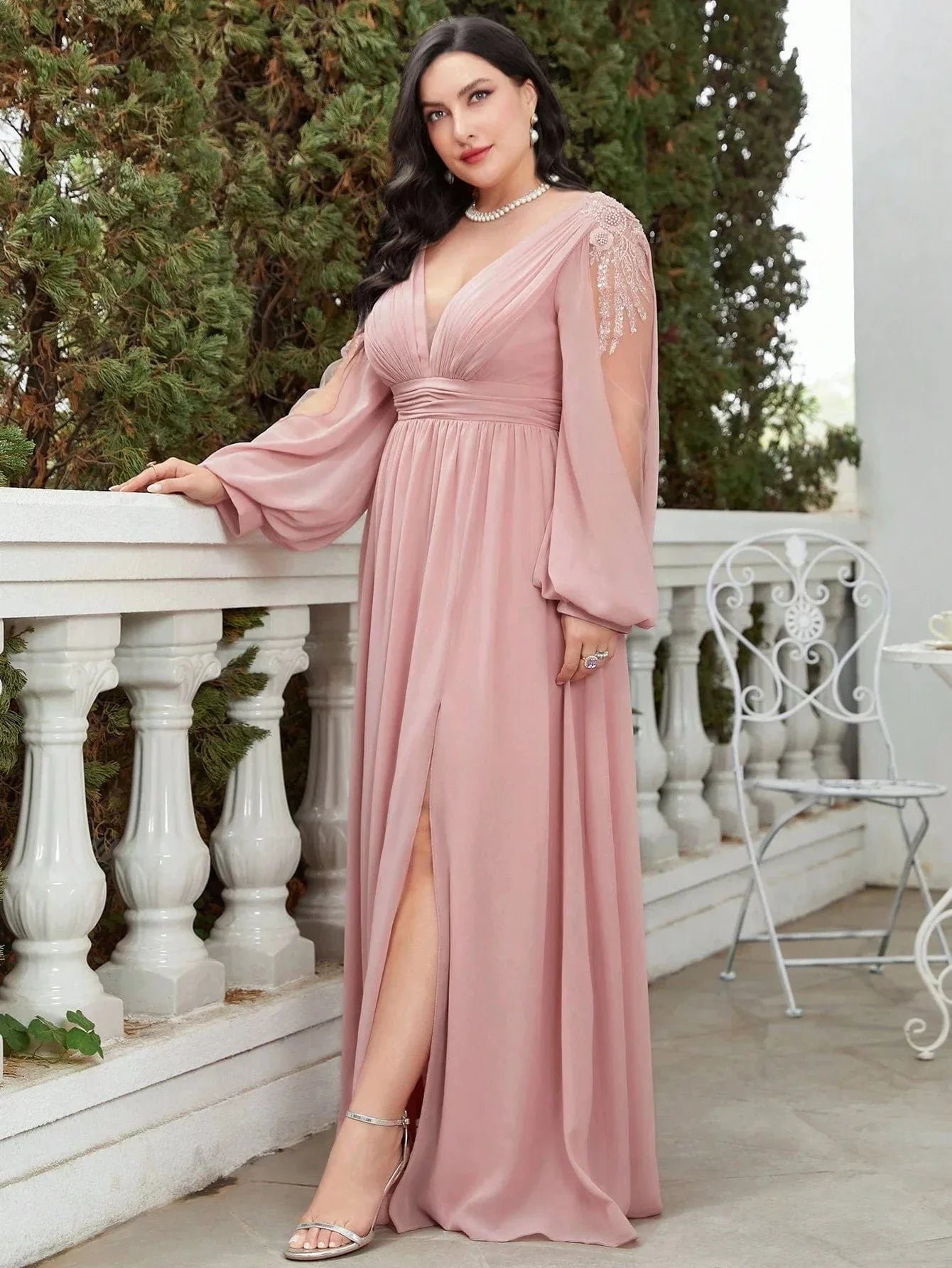 Robe Invitee De Mariage Grande Taille Manche Longue 7