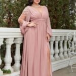 Robe Invitee De Mariage Grande Taille Manche Longue 8
