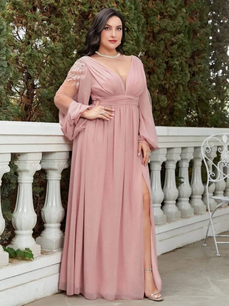 Robe Invitee De Mariage Grande Taille Manche Longue 8