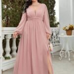 Robe Invitee De Mariage Grande Taille Manche Longue 9