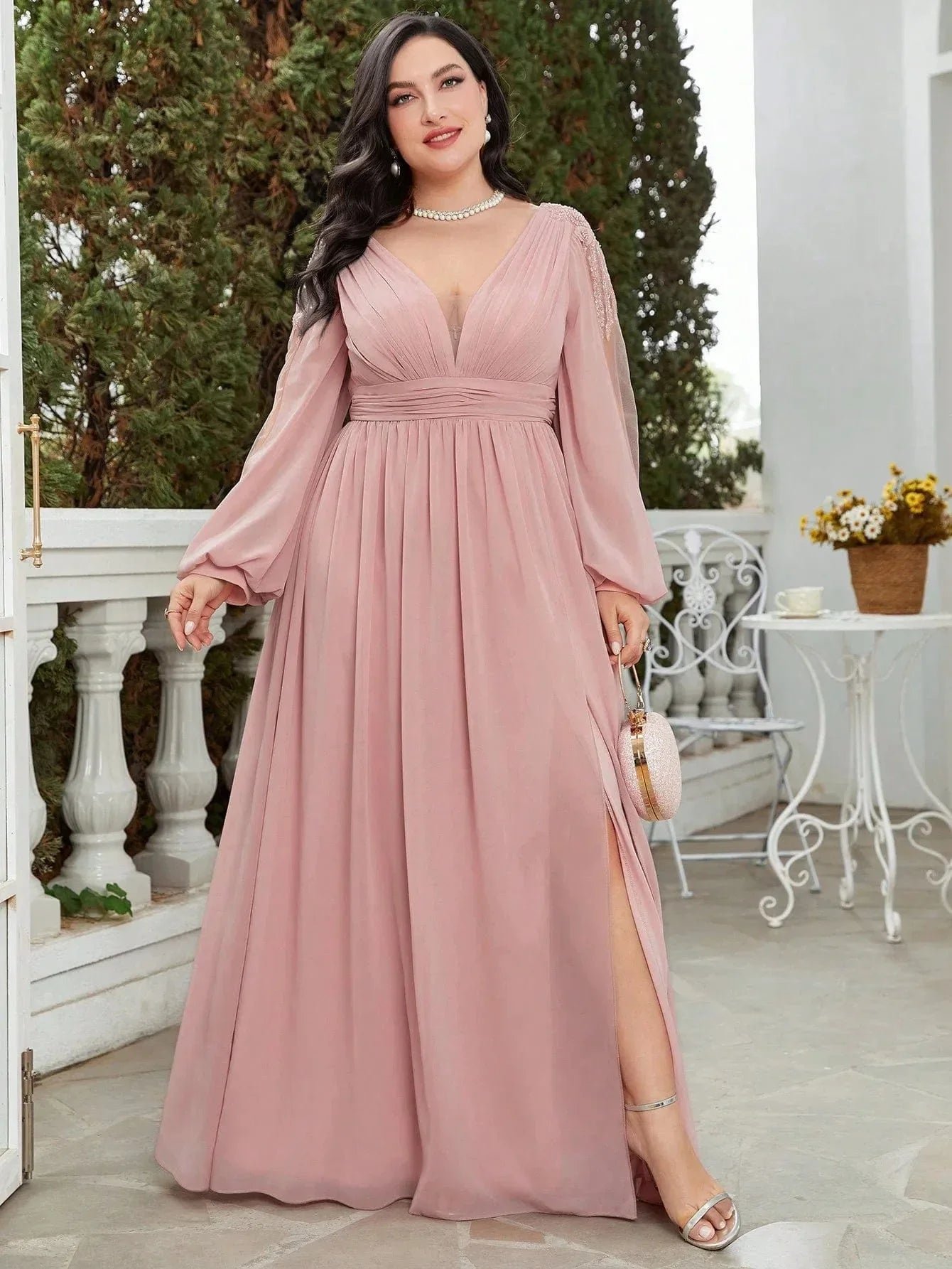 Robe Invitee De Mariage Grande Taille Manche Longue 9