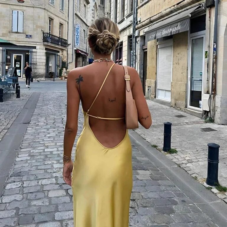 Robe Invitee De Mariage Jaune Dos Nu Jaune S