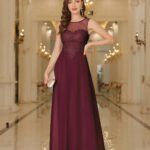 Robe Invitee De Mariage Longue Elegante Bordeaux 32