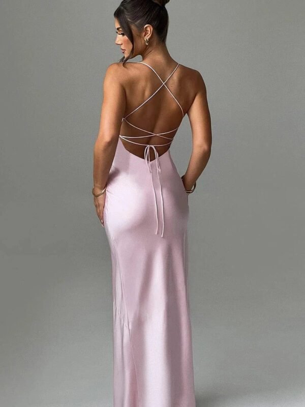 Robe Invitee De Mariage Satin Dos Nu Rose S