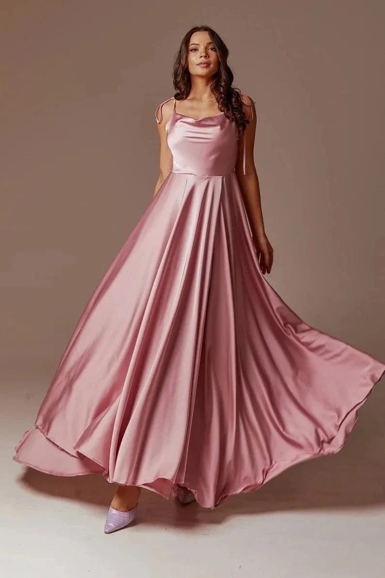 Robe Invitee De Mariage Vert Emeraude Rose 32