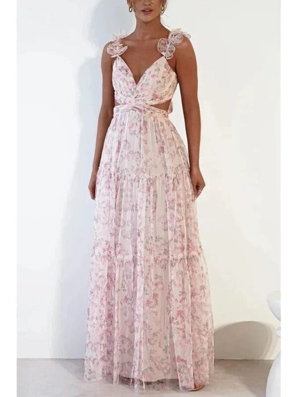Robe Invitee Mariage Boheme Fleurie Rose S