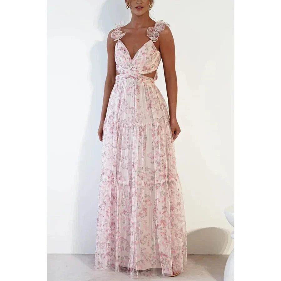 Robe Invitee Mariage Boheme Fleurie Rose S