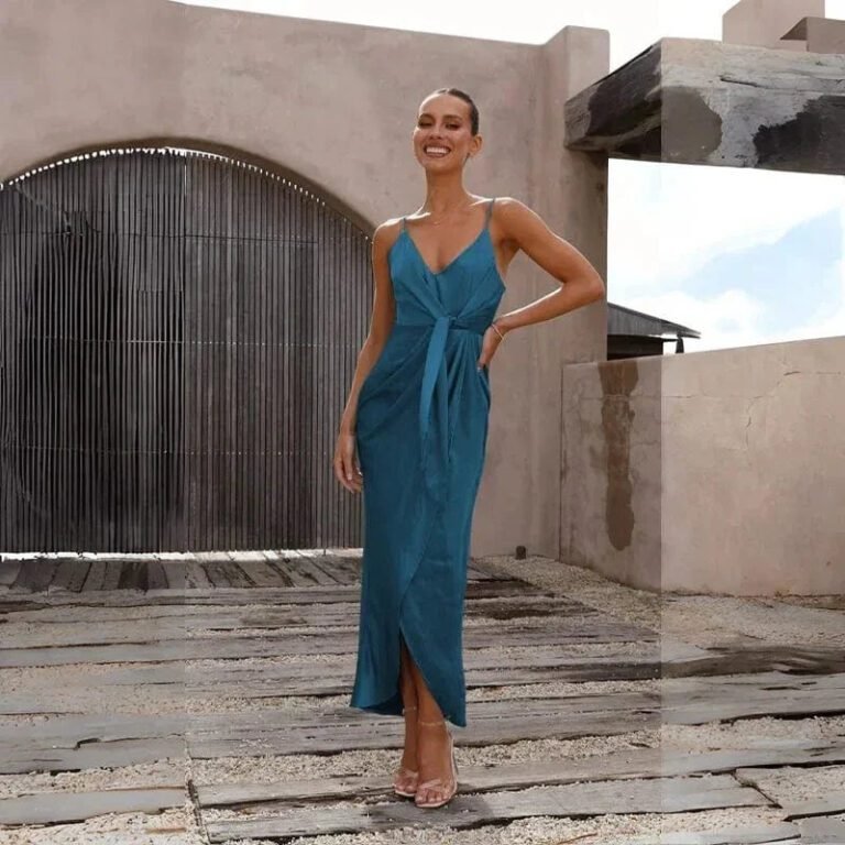 Robe Invitee Mariage Chic Bleu Canard 2
