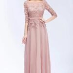Robe Invitee Mariage Chic Haut Dentelle Rose Poudre 32