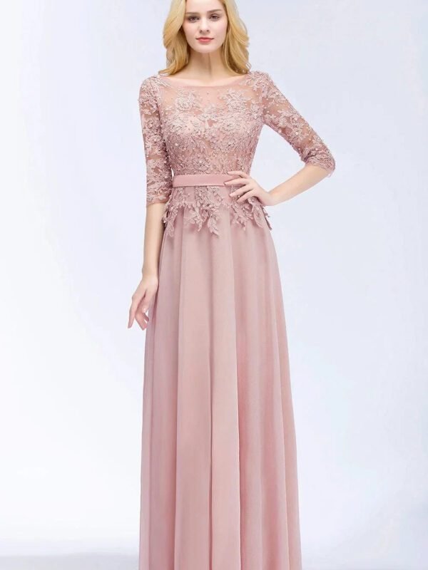 Robe Invitee Mariage Chic Haut Dentelle Rose Poudre 32