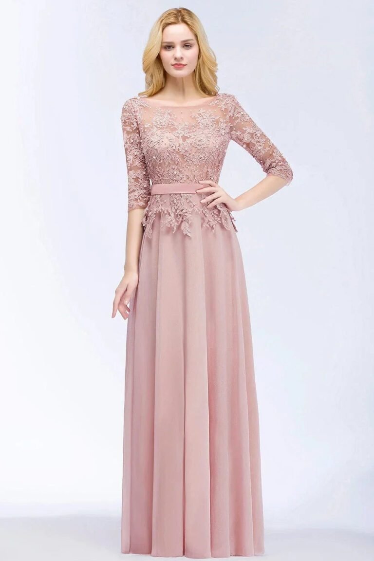 Robe Invitee Mariage Chic Haut Dentelle Rose Poudre 32