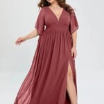 Robe Invitee Mariage Grande Taille Mauve Rose 2