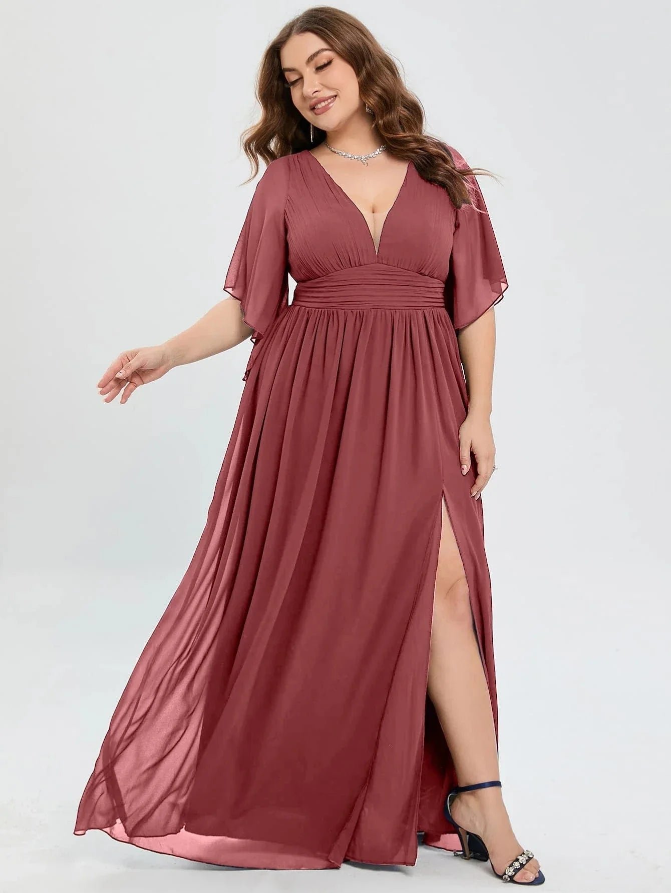 Robe Invitee Mariage Grande Taille Mauve Rose 2
