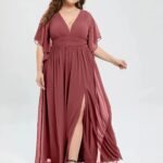 Robe Invitee Mariage Grande Taille Mauve Rose 3