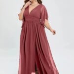 Robe Invitee Mariage Grande Taille Mauve Rose 4