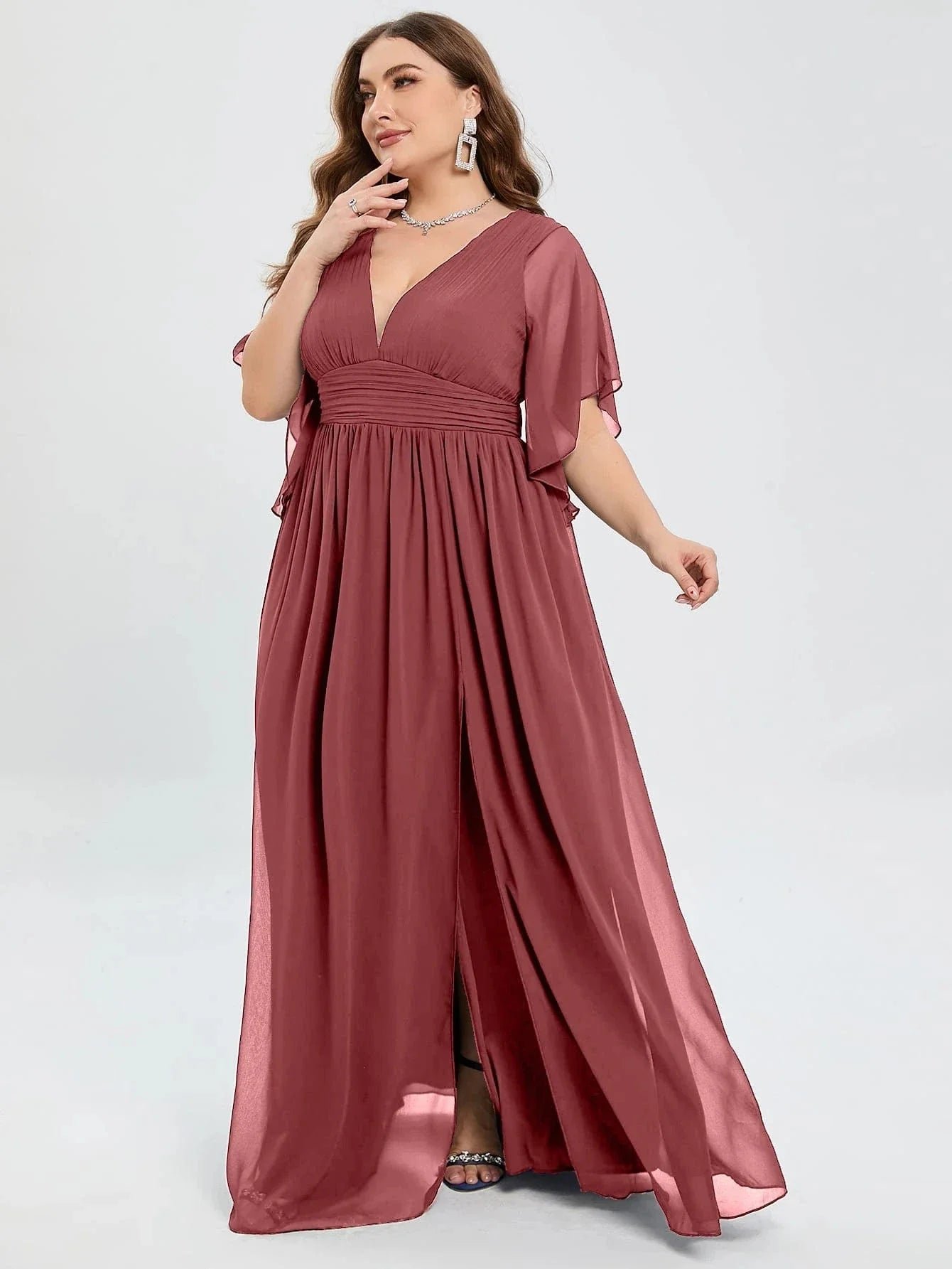 Robe Invitee Mariage Grande Taille Mauve Rose 4