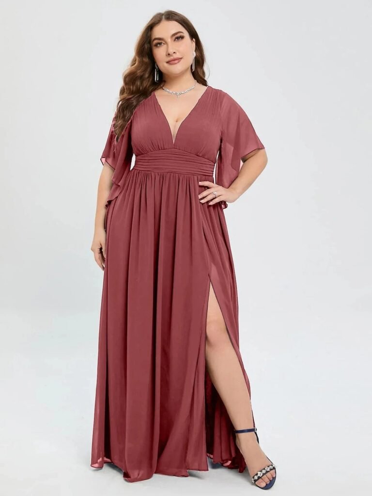 Robe Invitee Mariage Grande Taille Mauve Rose 5