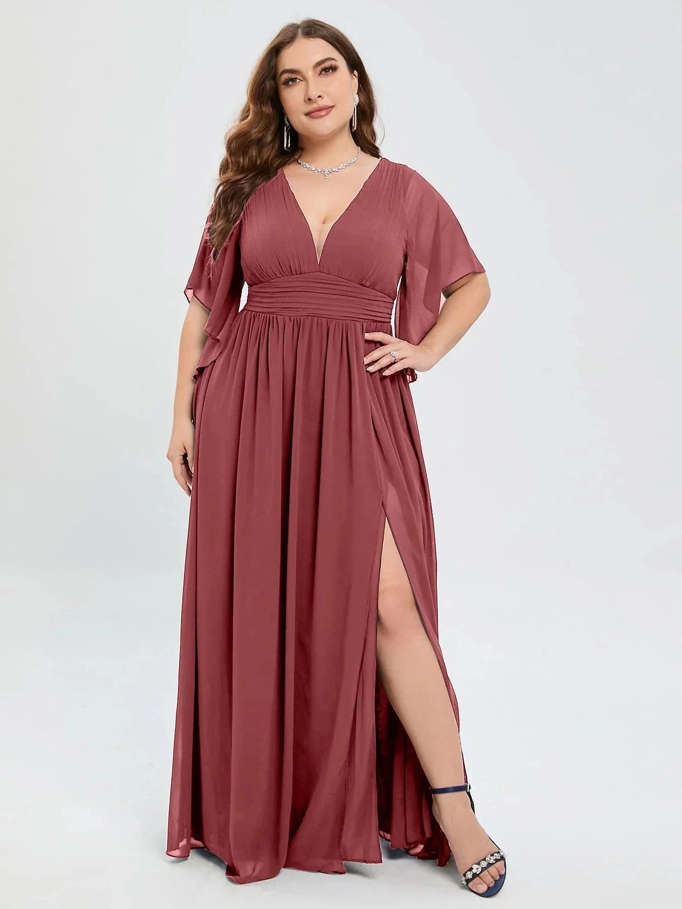 Robe Invitee Mariage Grande Taille Mauve Rose 5