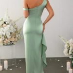 Robe Invitee Mariage Vert Sauge Longue