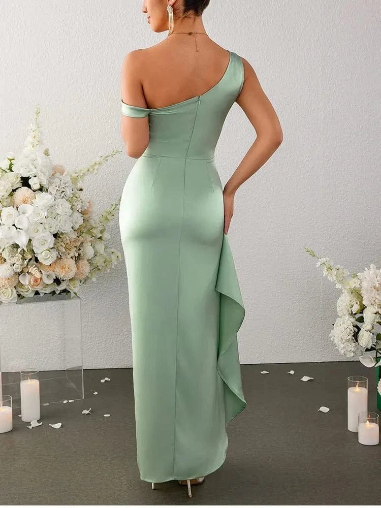 Robe Invitee Mariage Vert Sauge Longue