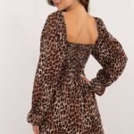 Robe Leopard Courte A Manches Longues 2