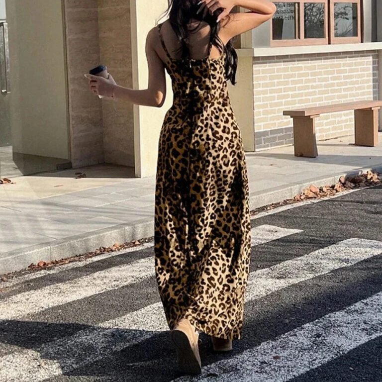 Robe Leopard Longue A Bretelles 2