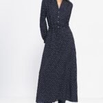 Robe Longue A Pois Manche Longue