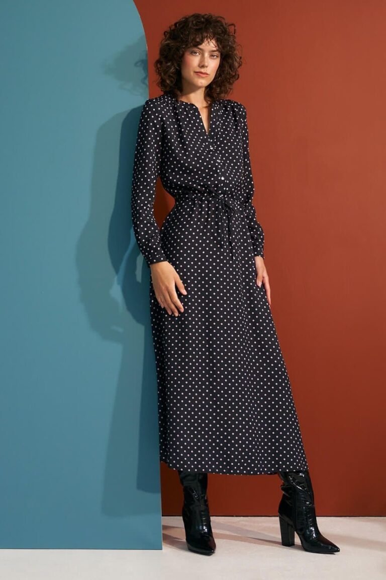 Robe Longue A Pois Manche Longue 2