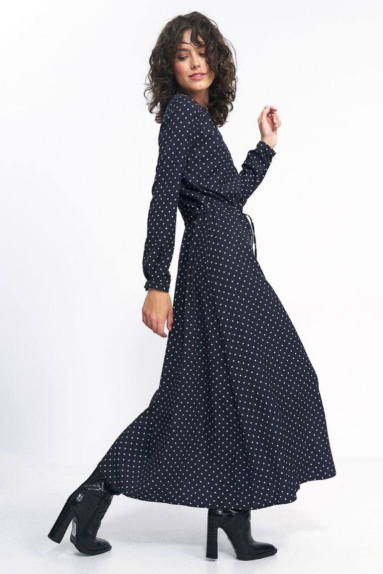 Robe Longue A Pois Manche Longue 3