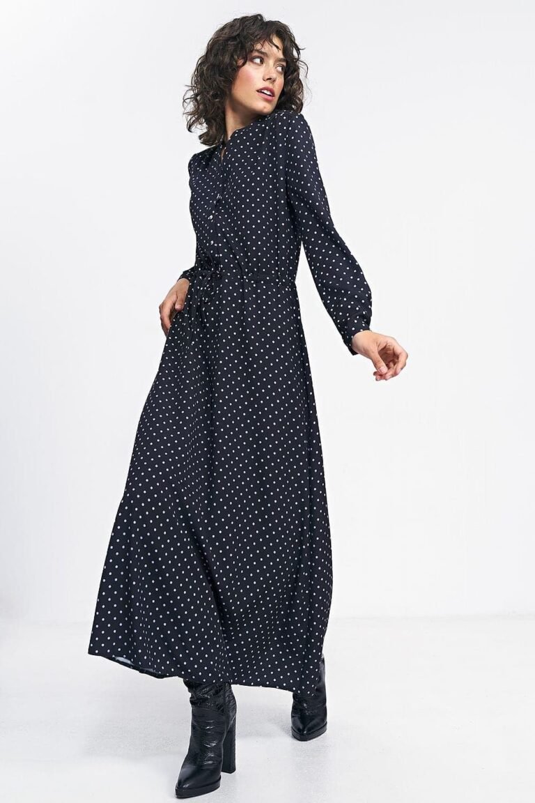 Robe Longue A Pois Manche Longue 34