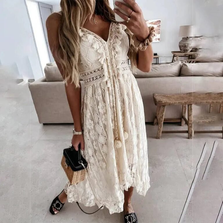 Robe Longue Boheme En Dentelle