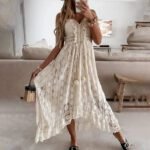 Robe Longue Boheme En Dentelle Creme S