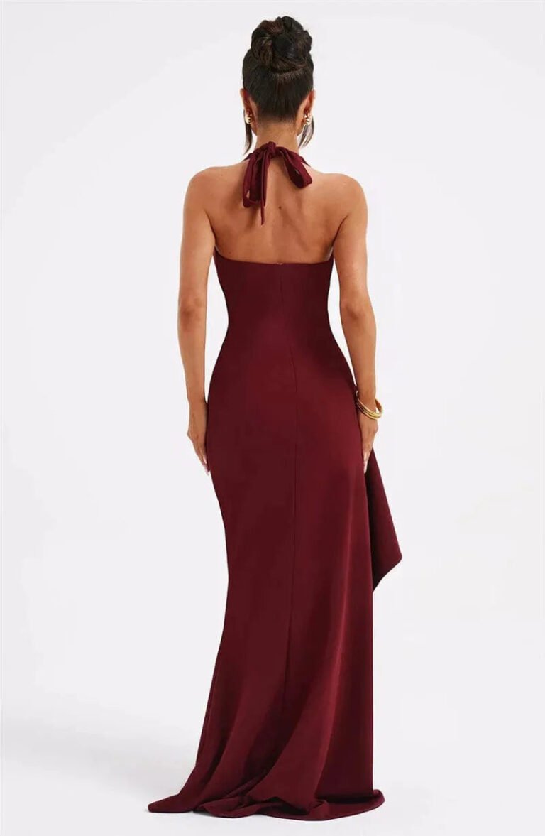 Robe Longue Bordeaux Fendue 6