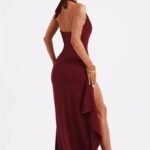 Robe Longue Bordeaux Fendue 7