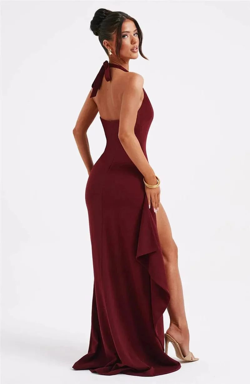 Robe Longue Bordeaux Fendue 7