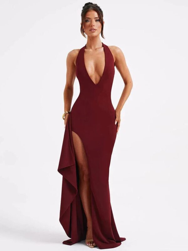 Robe Longue Bordeaux Fendue Bordeaux S