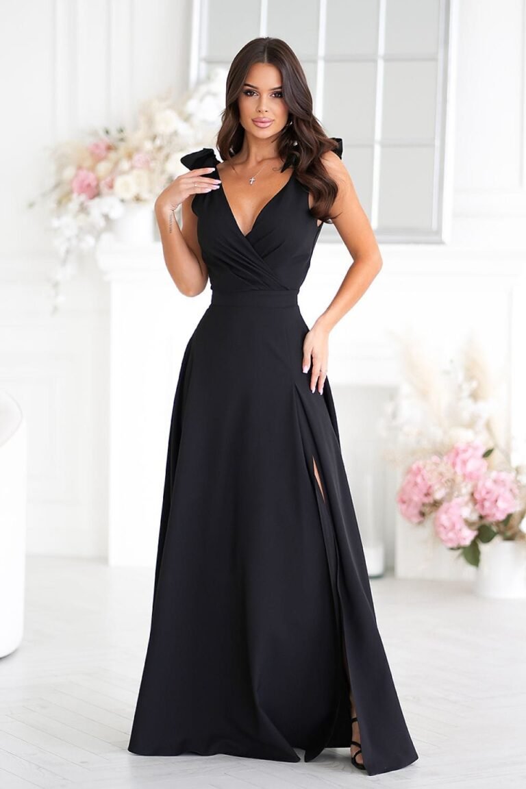Robe Longue Chic Fendue Noir 34