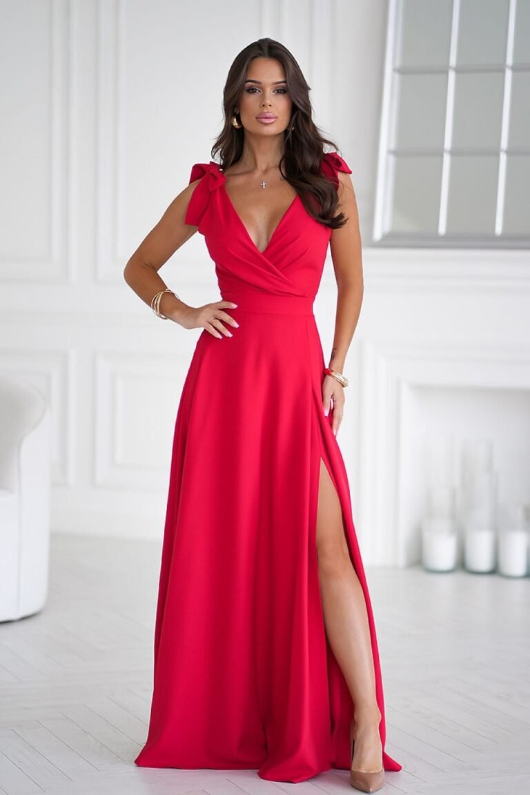 Robe Longue Chic Fendue Rouge 34