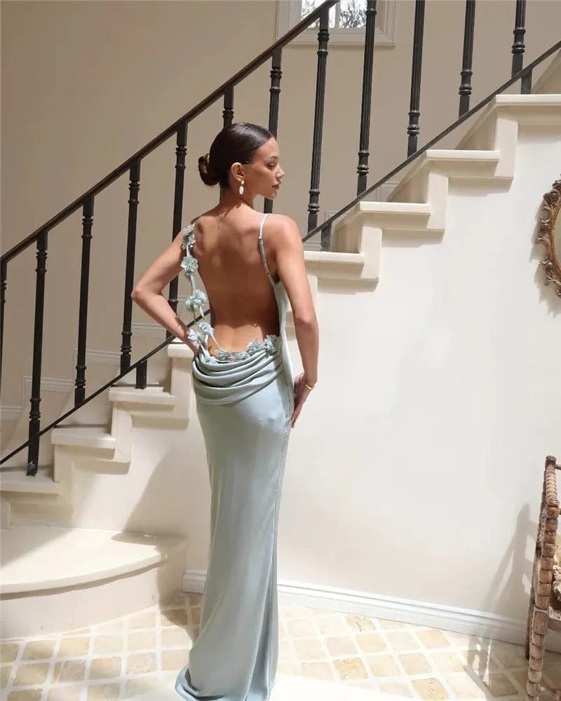 Robe Longue Dos Nu A Brettelles Spaghetti 8