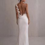 Robe Longue Dos Nu A Brettelles Spaghetti Blanc S