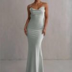 Robe Longue Dos Nu A Brettelles Spaghetti Vert Sauge S