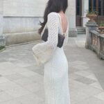 Robe Longue Ete En Maille Blanche 2