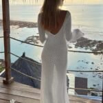 Robe Longue Ete En Maille Blanche Blanc S