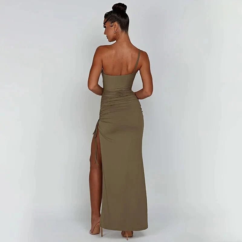 Robe Longue Fendue Avec Bretelle Fine 10