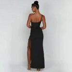 Robe Longue Fendue Avec Bretelle Fine 2