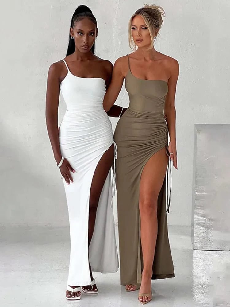 Robe Longue Fendue Avec Bretelle Fine 9