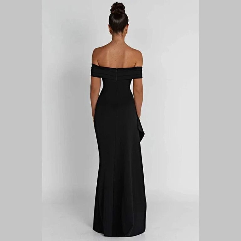 Robe Longue Fendue Avec Epaules Denudees