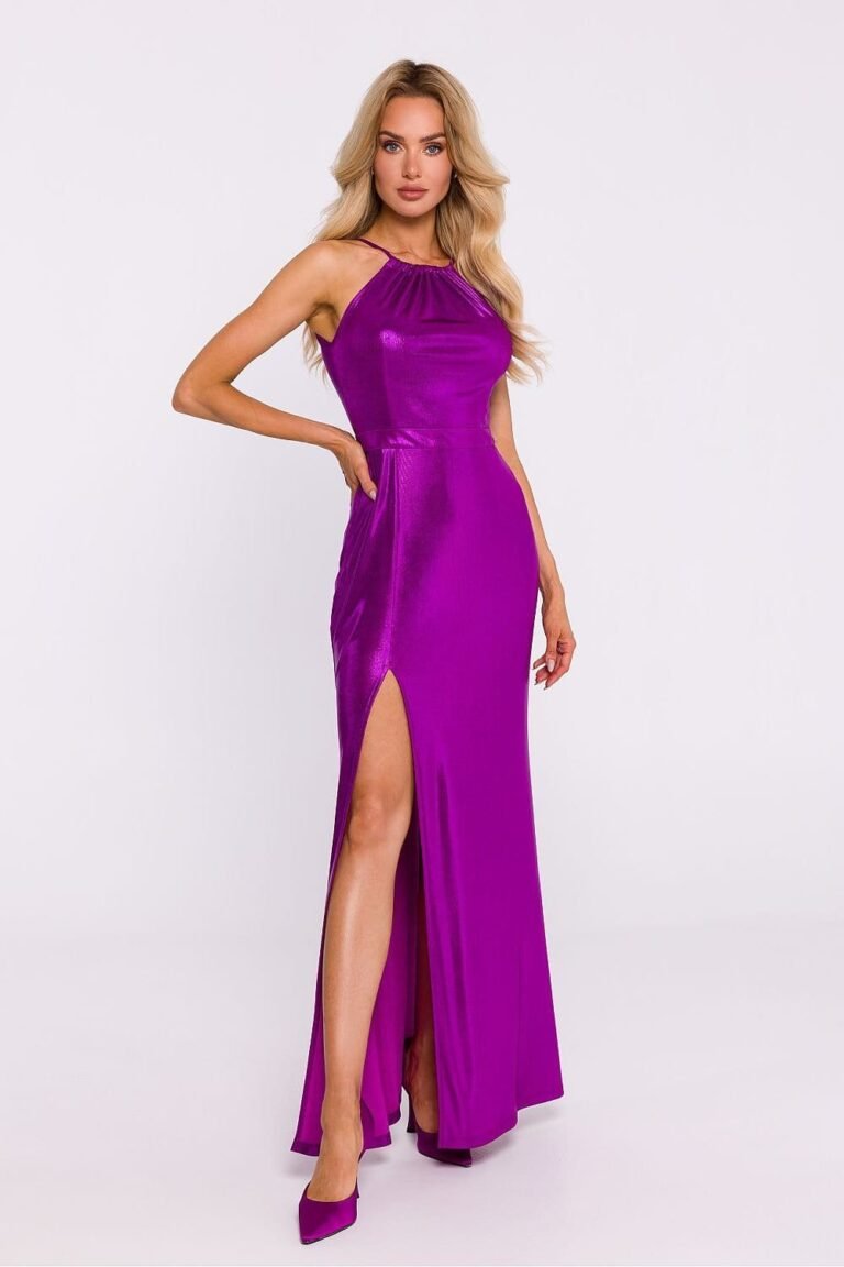 Robe Longue Fendue Metalissee Violet S
